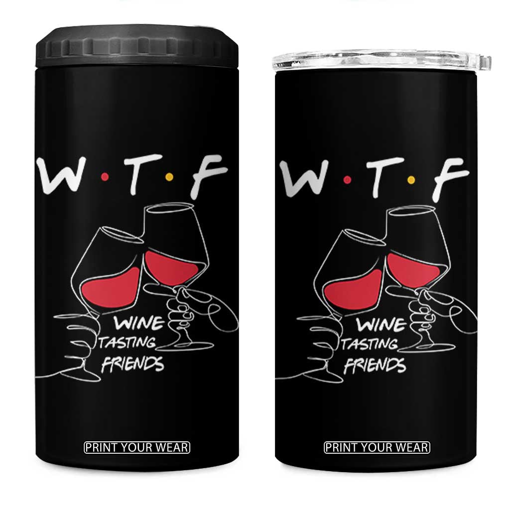Funny Thanksgiving Friendsgiving 4 in 1 Can Cooler Tumbler WTF Wine Tasting Friends - Print Your Wear