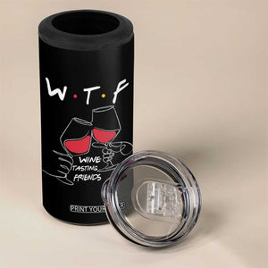 Funny Thanksgiving Friendsgiving 4 in 1 Can Cooler Tumbler WTF Wine Tasting Friends - Print Your Wear