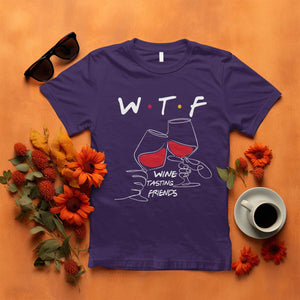 Funny Thanksgiving Friendsgiving T Shirt WTF Wine Tasting Friends - Print Your Wear