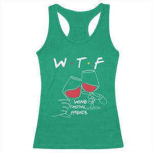 Funny Thanksgiving Friendsgiving Racerback Tank Top WTF Wine Tasting Friends - Print Your Wear