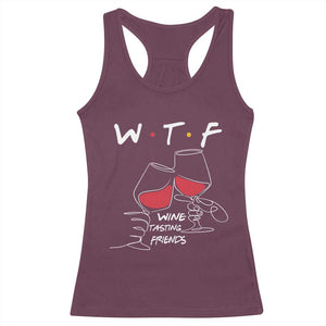 Funny Thanksgiving Friendsgiving Racerback Tank Top WTF Wine Tasting Friends - Print Your Wear