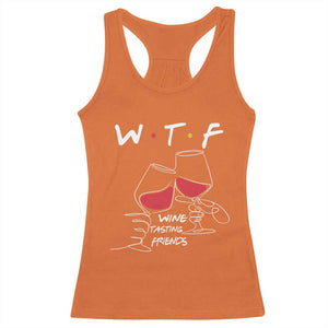 Funny Thanksgiving Friendsgiving Racerback Tank Top WTF Wine Tasting Friends - Print Your Wear