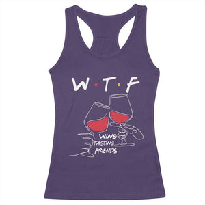 Funny Thanksgiving Friendsgiving Racerback Tank Top WTF Wine Tasting Friends - Print Your Wear