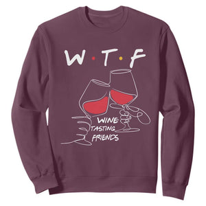 Funny Thanksgiving Friendsgiving Sweatshirt WTF Wine Tasting Friends - Print Your Wear