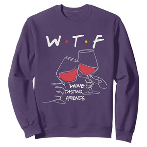 Funny Thanksgiving Friendsgiving Sweatshirt WTF Wine Tasting Friends - Print Your Wear
