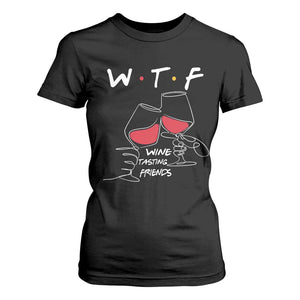 Funny Thanksgiving Friendsgiving T Shirt For Women WTF Wine Tasting Friends - Print Your Wear
