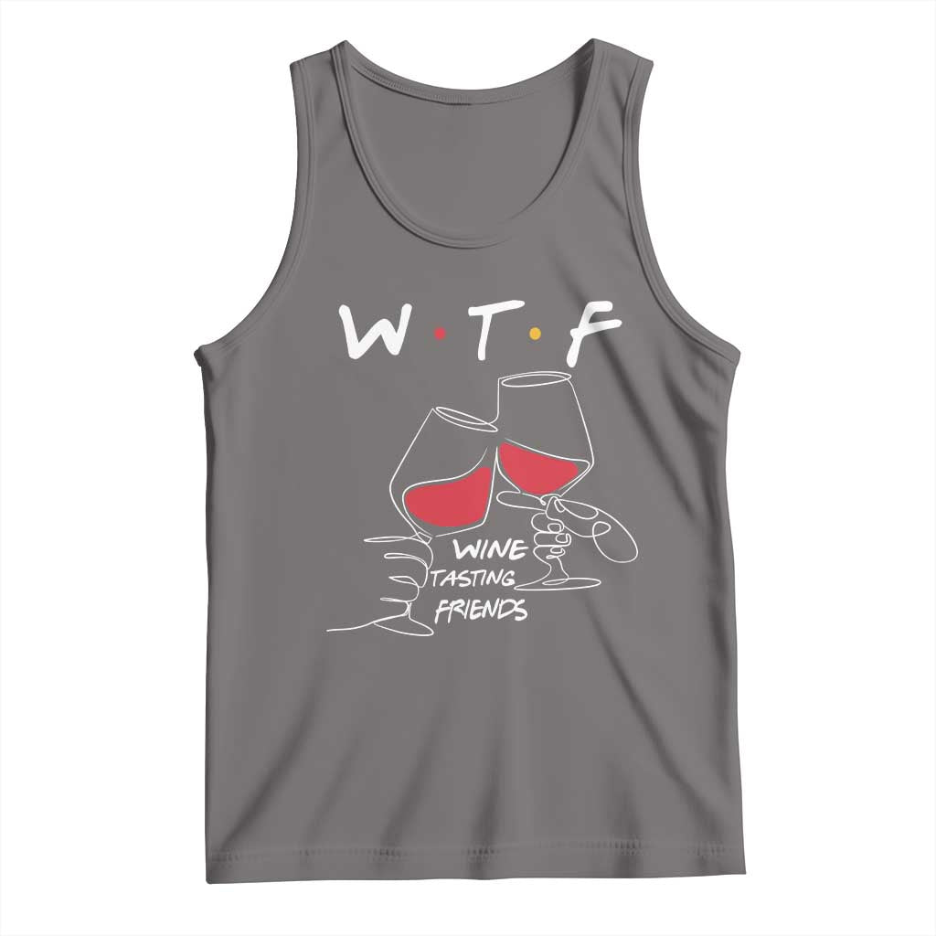 Funny Thanksgiving Friendsgiving Tank Top WTF Wine Tasting Friends TS11 Deep Heather Print Your Wear