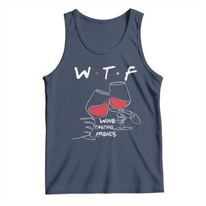 Funny Thanksgiving Friendsgiving Tank Top WTF Wine Tasting Friends TS11 Navy Print Your Wear