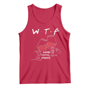 Funny Thanksgiving Friendsgiving Tank Top WTF Wine Tasting Friends - Print Your Wear