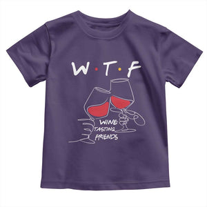 Funny Thanksgiving Friendsgiving Toddler T Shirt WTF Wine Tasting Friends - Print Your Wear