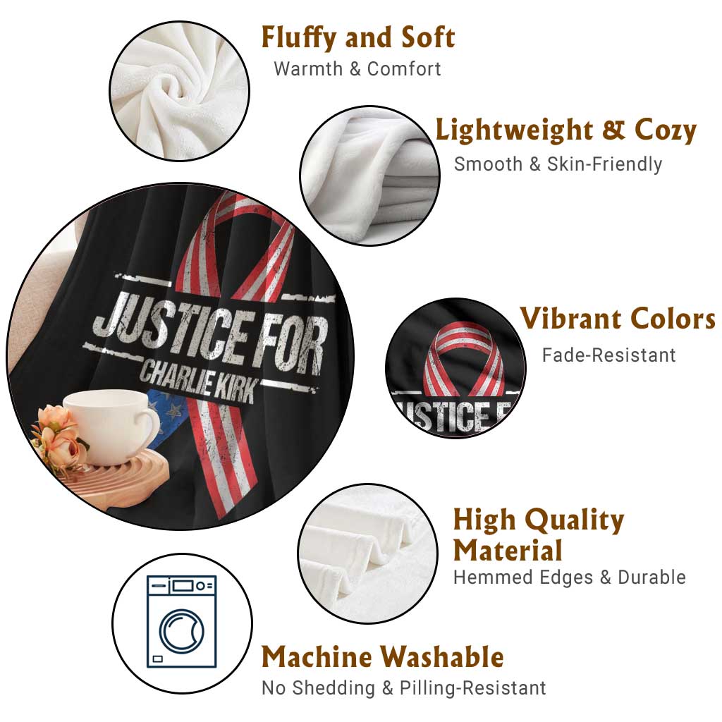 Justice For Charlie Kirk Throw Blanket Patriotic Tribute Human Rights Activist TS11 Print Your Wear