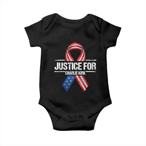 Justice For Charlie Kirk Baby Onesie Patriotic Tribute Human Rights Activist TS11 Black Print Your Wear