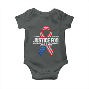 Justice For Charlie Kirk Baby Onesie Patriotic Tribute Human Rights Activist TS11 Dark Heather Print Your Wear