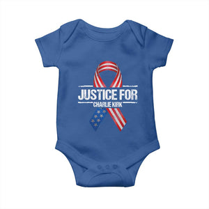 Justice For Charlie Kirk Baby Onesie Patriotic Tribute Human Rights Activist TS11 Royal Blue Print Your Wear