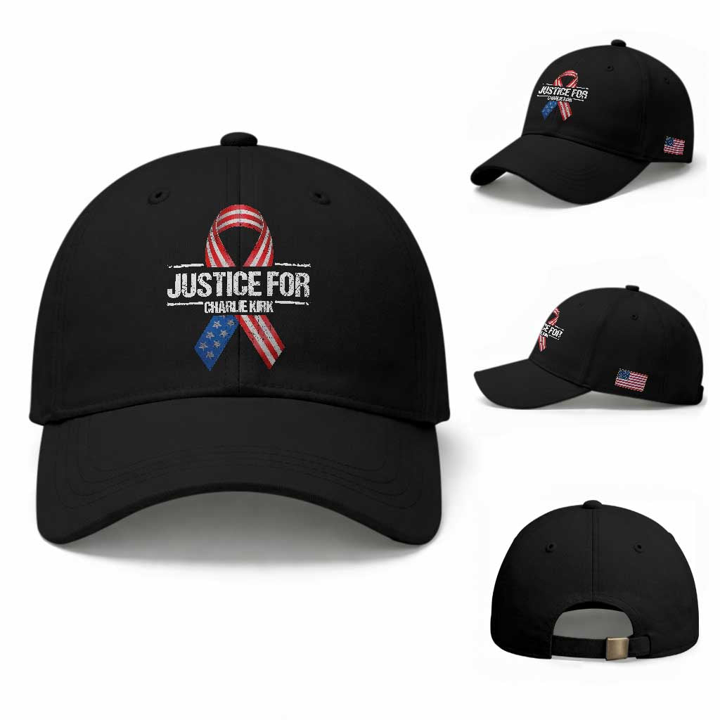 Justice For Charlie Kirk Baseball Cap Patriotic Tribute Human Rights Activist TS11 Baseball Cap Universal Fit Black Print Your Wear