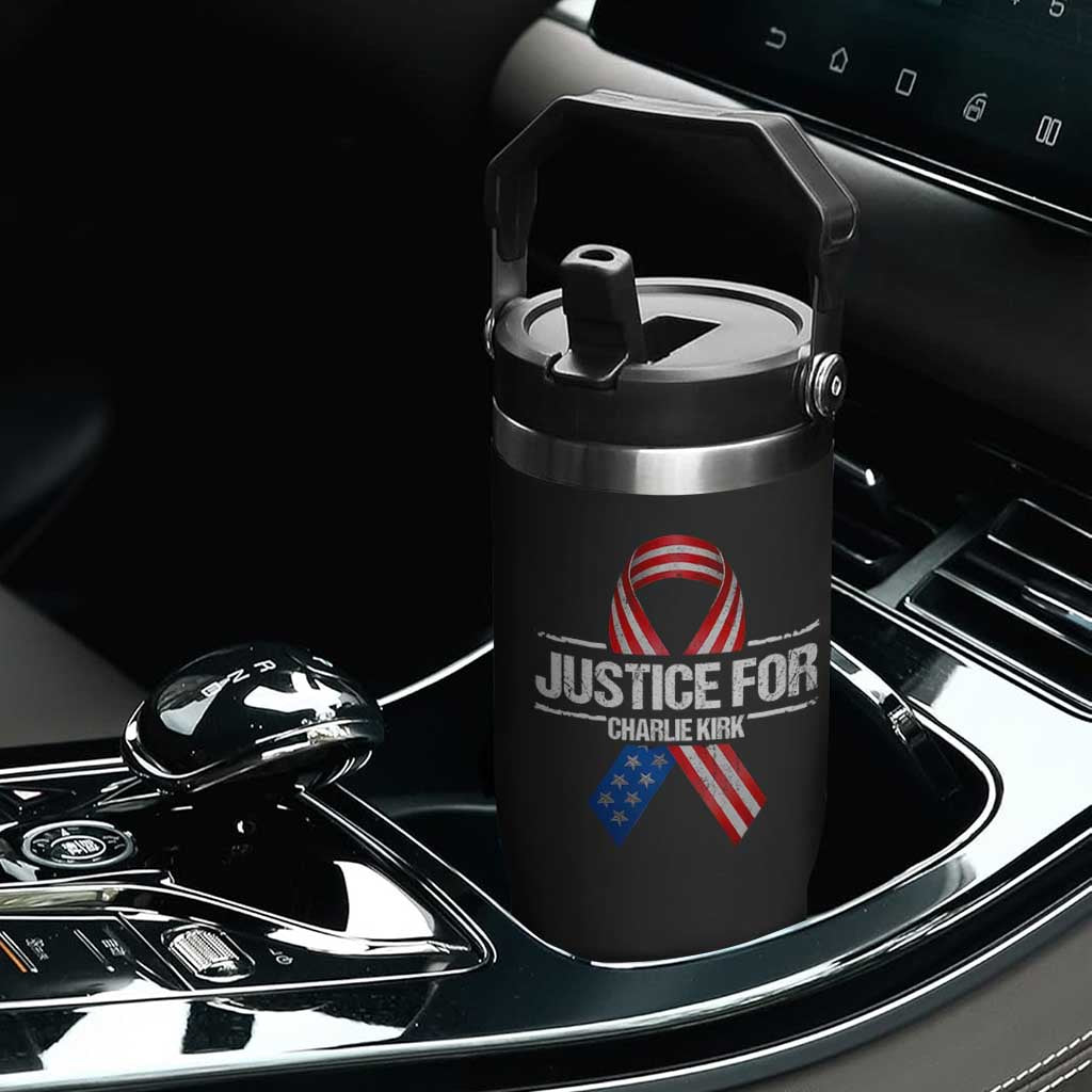 Justice For Charlie Kirk Flip Straw Tumbler Patriotic Tribute Human Rights Activist TS11 Print Your Wear