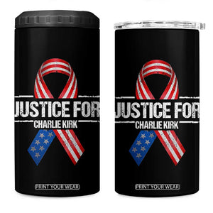 Justice For Charlie Kirk 4 in 1 Can Cooler Tumbler Patriotic Tribute Human Rights Activist TS11 One Size: 16 oz Black Print Your Wear