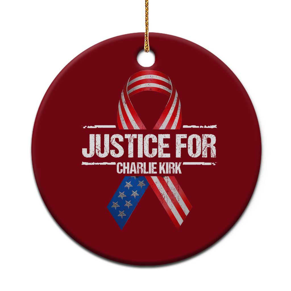 Justice For Charlie Kirk Ceramic Ornament Patriotic Tribute Human Rights Activist TS11 1pc Red Print Your Wear