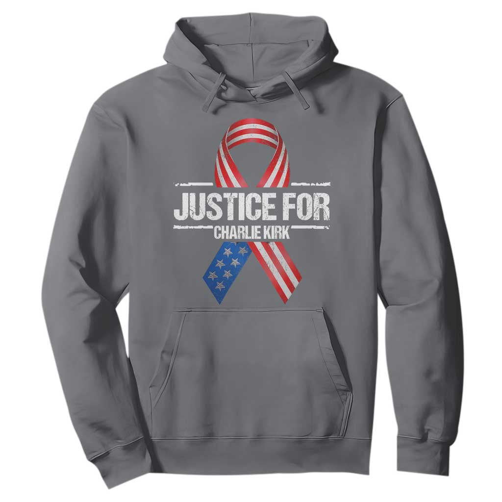 Justice For Charlie Kirk Hoodie Patriotic Tribute Human Rights Activist TS11 Charcoal Print Your Wear