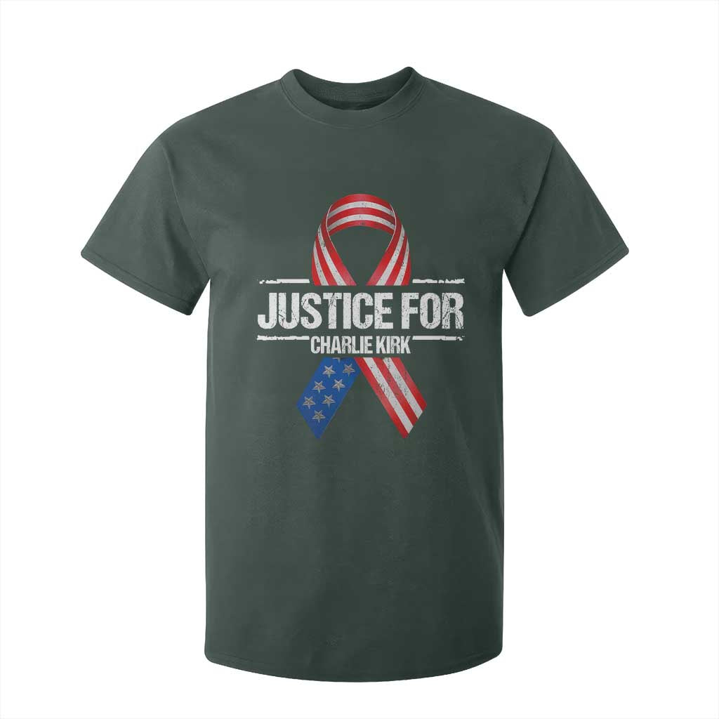 Justice For Charlie Kirk T Shirt For Kid Patriotic Tribute Human Rights Activist TS11 Dark Forest Green Print Your Wear