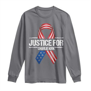 Justice For Charlie Kirk Long Sleeve Shirt Patriotic Tribute Human Rights Activist TS11 Charcoal Print Your Wear