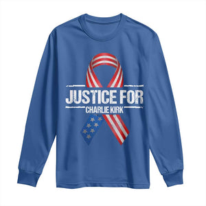 Justice For Charlie Kirk Long Sleeve Shirt Patriotic Tribute Human Rights Activist TS11 Royal Blue Print Your Wear