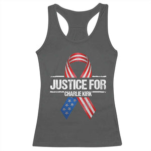 Justice For Charlie Kirk Racerback Tank Top Patriotic Tribute Human Rights Activist TS11 Dark Heather Print Your Wear
