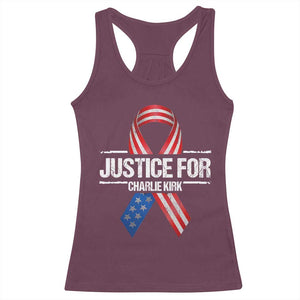 Justice For Charlie Kirk Racerback Tank Top Patriotic Tribute Human Rights Activist TS11 Maroon Print Your Wear