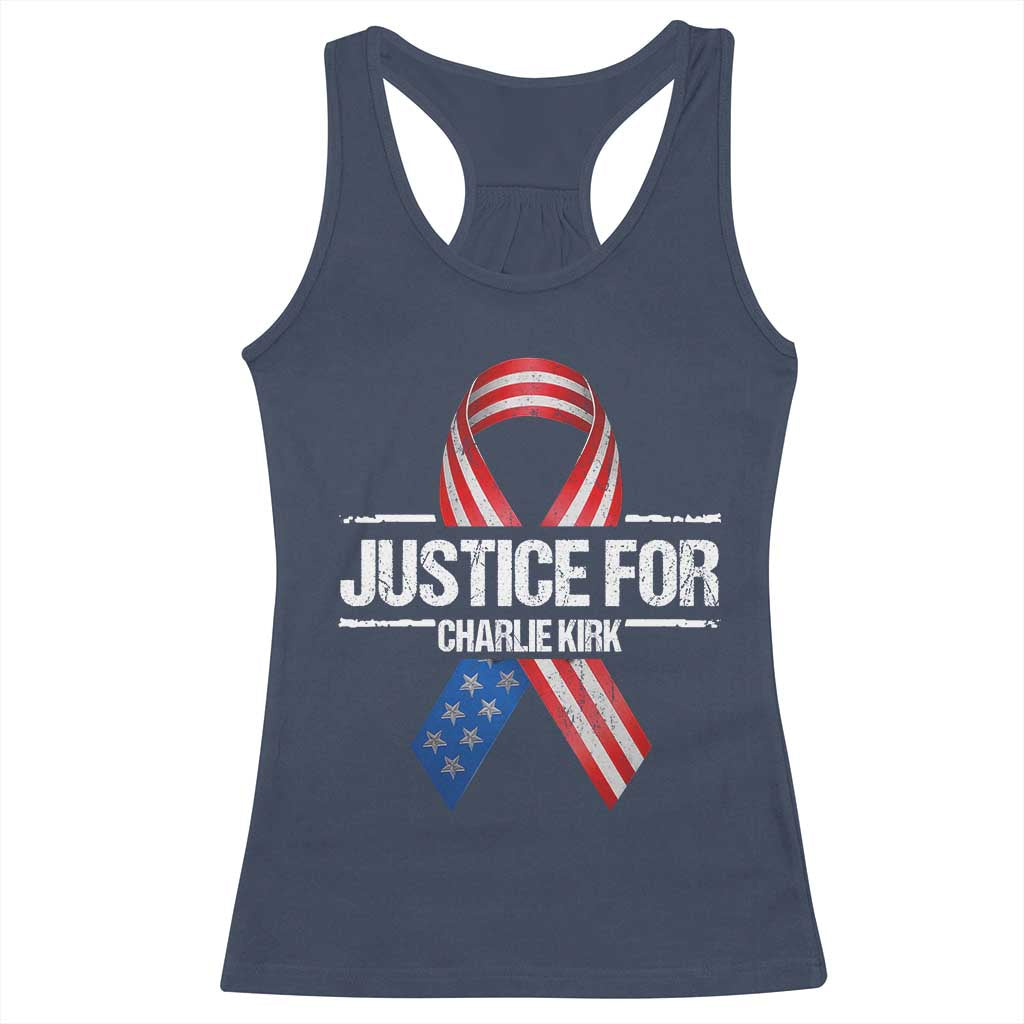 Justice For Charlie Kirk Racerback Tank Top Patriotic Tribute Human Rights Activist TS11 Navy Print Your Wear