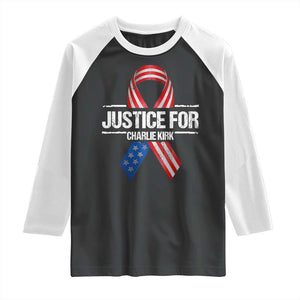 Justice For Charlie Kirk Raglan Shirt Patriotic Tribute Human Rights Activist TS11 Black White Print Your Wear