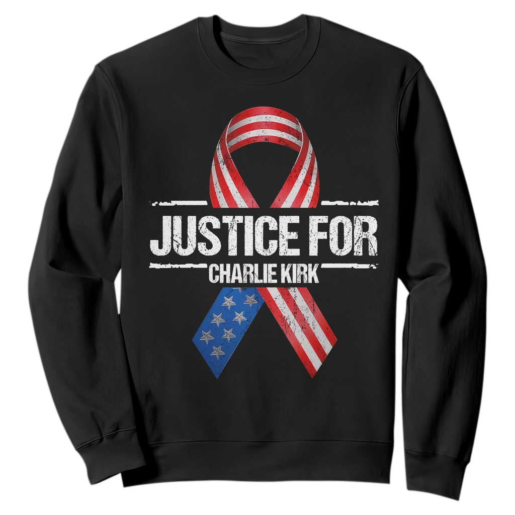 Justice For Charlie Kirk Sweatshirt Patriotic Tribute Human Rights Activist TS11 Black Print Your Wear