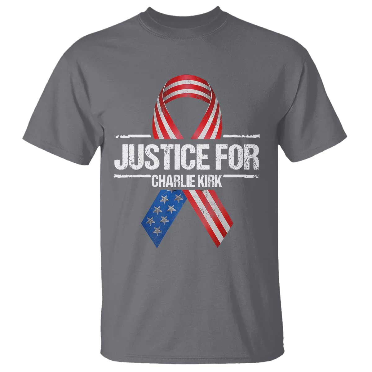 Justice For Charlie Kirk T Shirt Patriotic Tribute Human Rights Activist TS11 Charcoal Print Your Wear