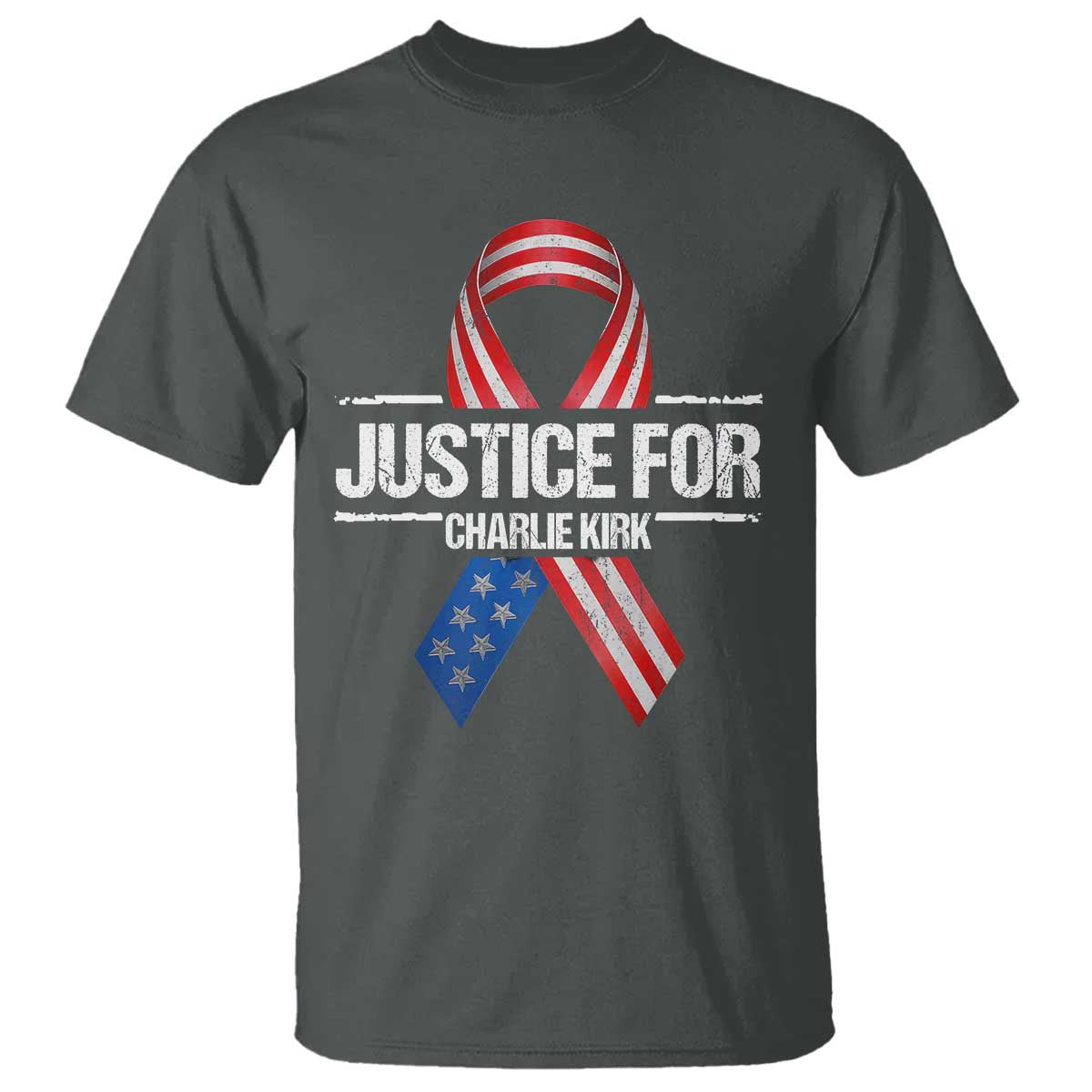 Justice For Charlie Kirk T Shirt Patriotic Tribute Human Rights Activist TS11 Dark Heather Print Your Wear
