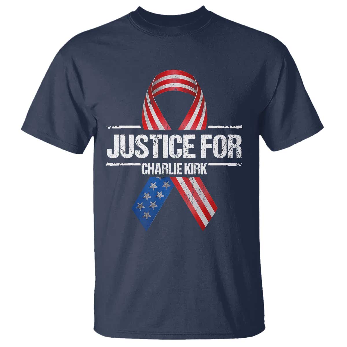 Justice For Charlie Kirk T Shirt Patriotic Tribute Human Rights Activist TS11 Navy Print Your Wear