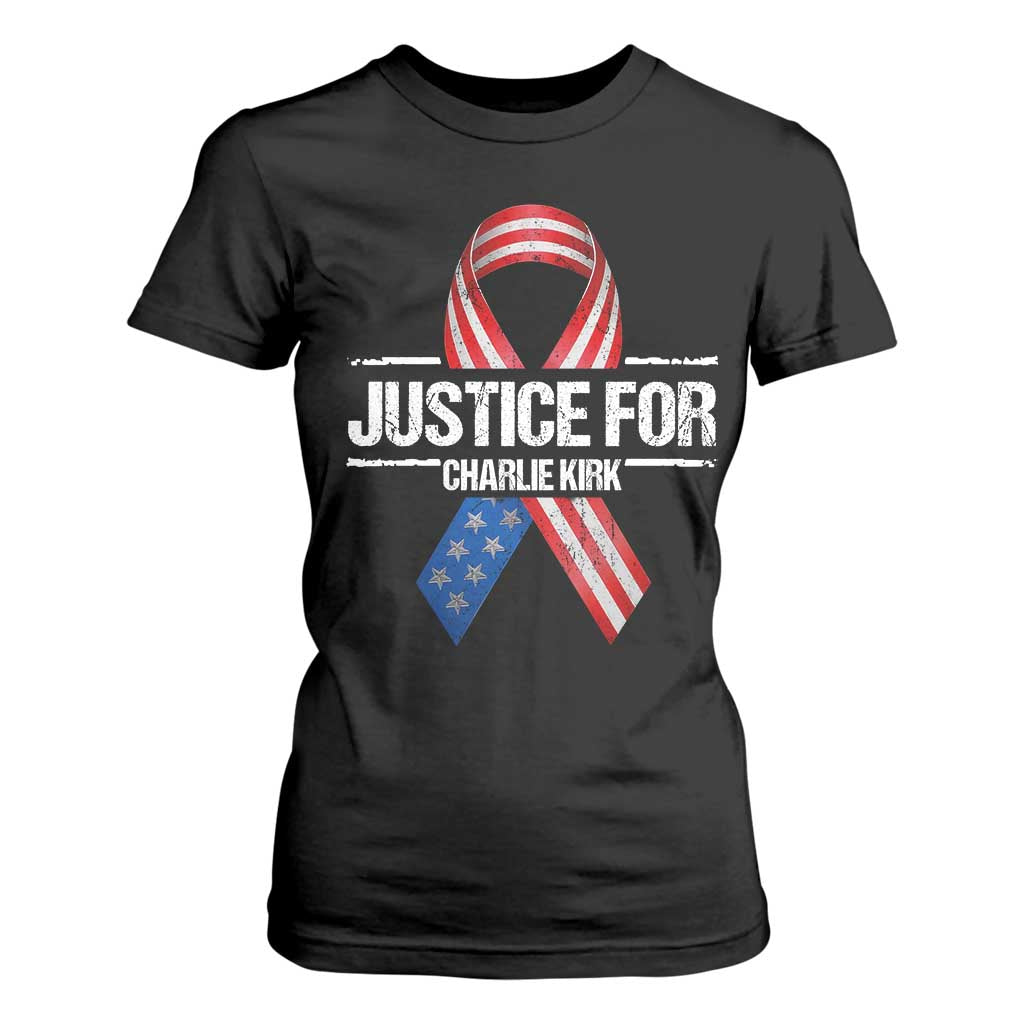 Justice For Charlie Kirk T Shirt For Women Patriotic Tribute Human Rights Activist TS11 Black Print Your Wear