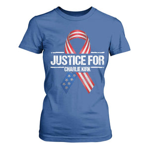 Justice For Charlie Kirk T Shirt For Women Patriotic Tribute Human Rights Activist TS11 Royal Blue Print Your Wear