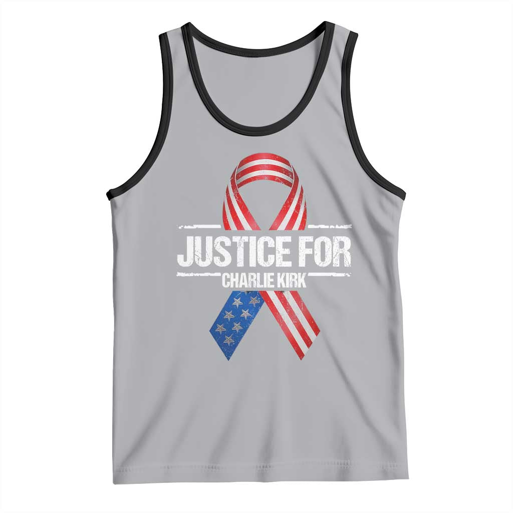 Justice For Charlie Kirk Tank Top Patriotic Tribute Human Rights Activist TS11 Athletic Heather Black Print Your Wear