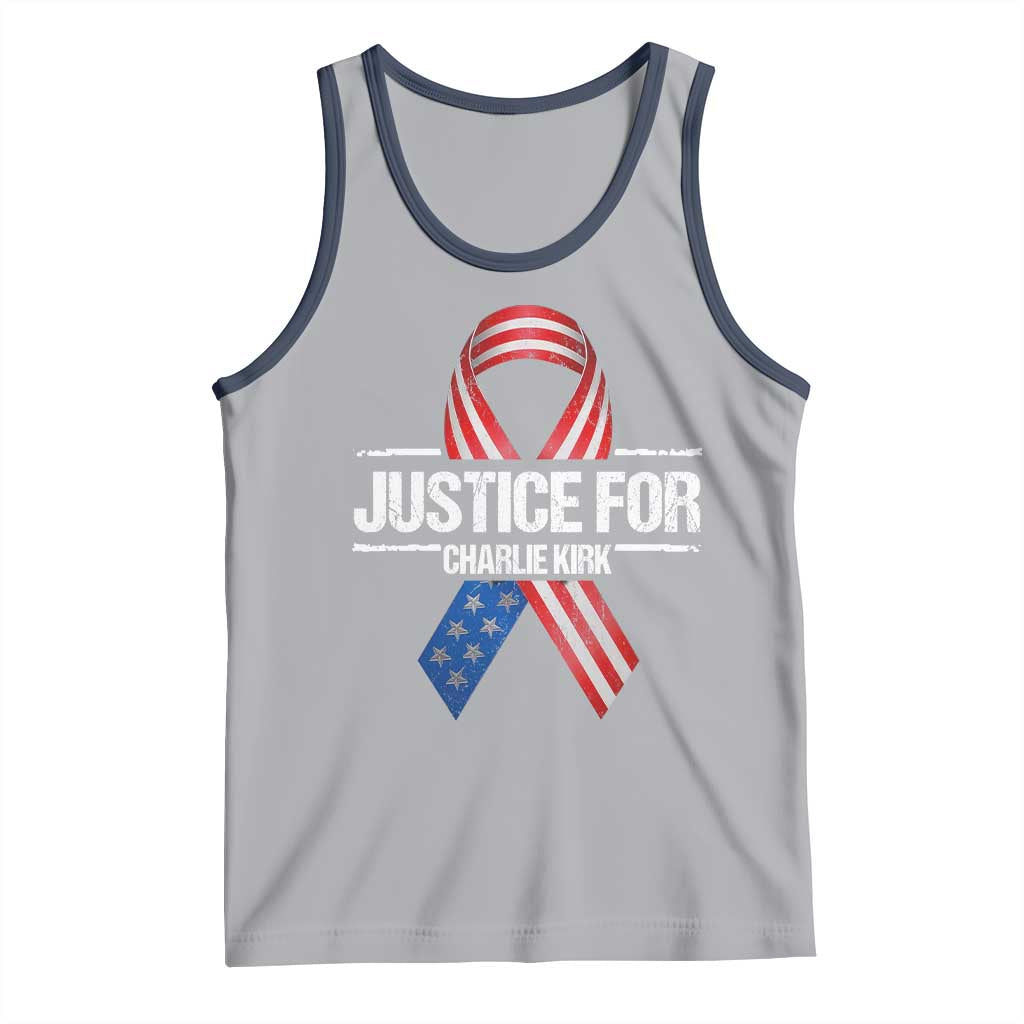 Justice For Charlie Kirk Tank Top Patriotic Tribute Human Rights Activist TS11 Athletic Heather Navy Print Your Wear