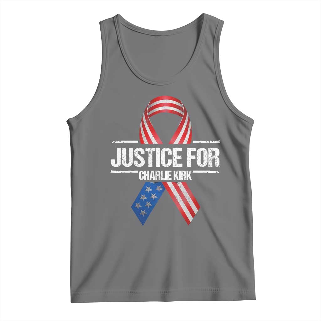 Justice For Charlie Kirk Tank Top Patriotic Tribute Human Rights Activist TS11 Black Heather Print Your Wear