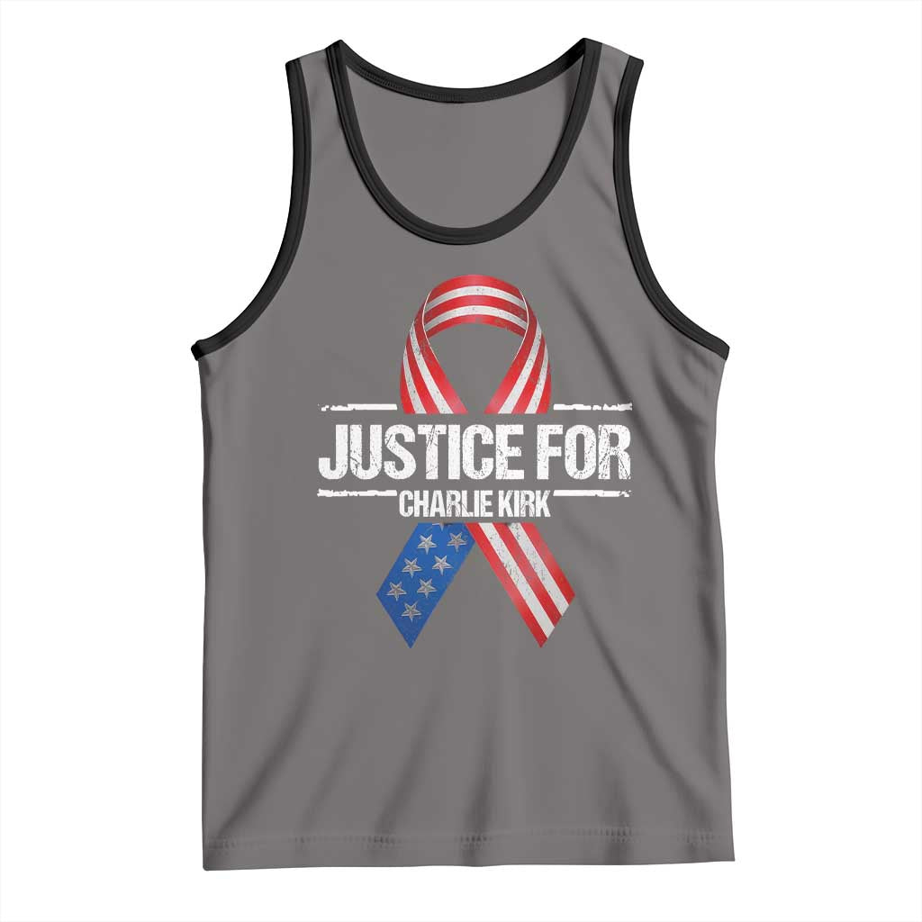 Justice For Charlie Kirk Tank Top Patriotic Tribute Human Rights Activist TS11 Deep Heather Black Print Your Wear