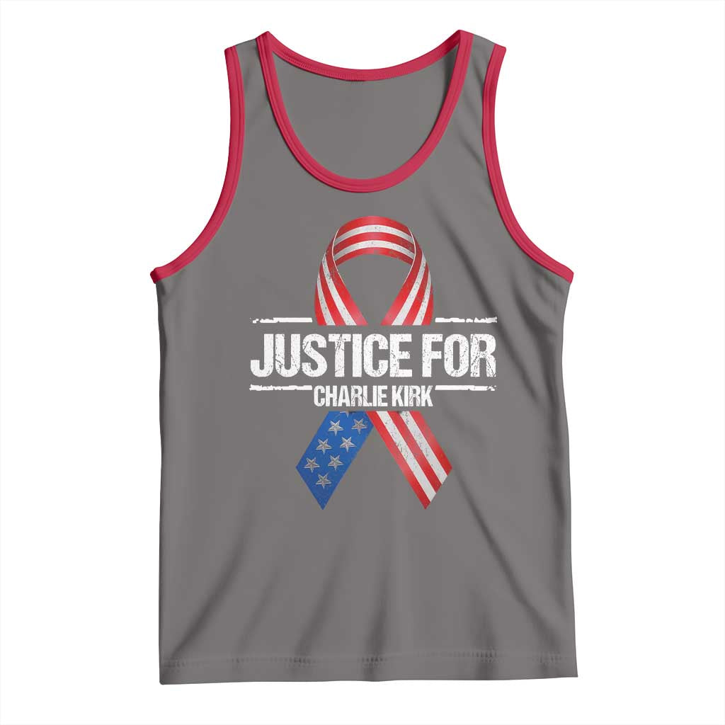Justice For Charlie Kirk Tank Top Patriotic Tribute Human Rights Activist TS11 Deep Heather Red Print Your Wear