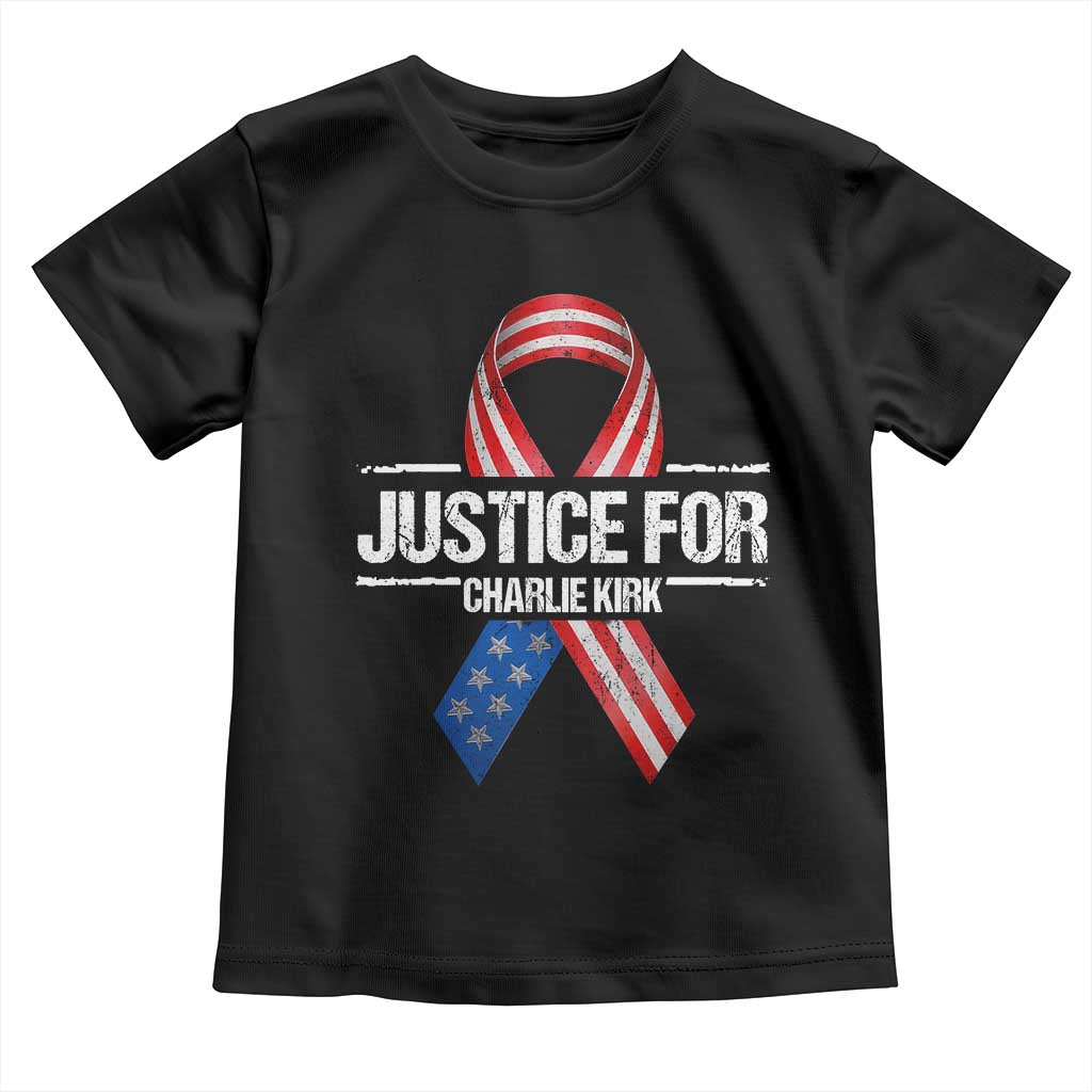 Justice For Charlie Kirk Toddler T Shirt Patriotic Tribute Human Rights Activist TS11 Black Print Your Wear