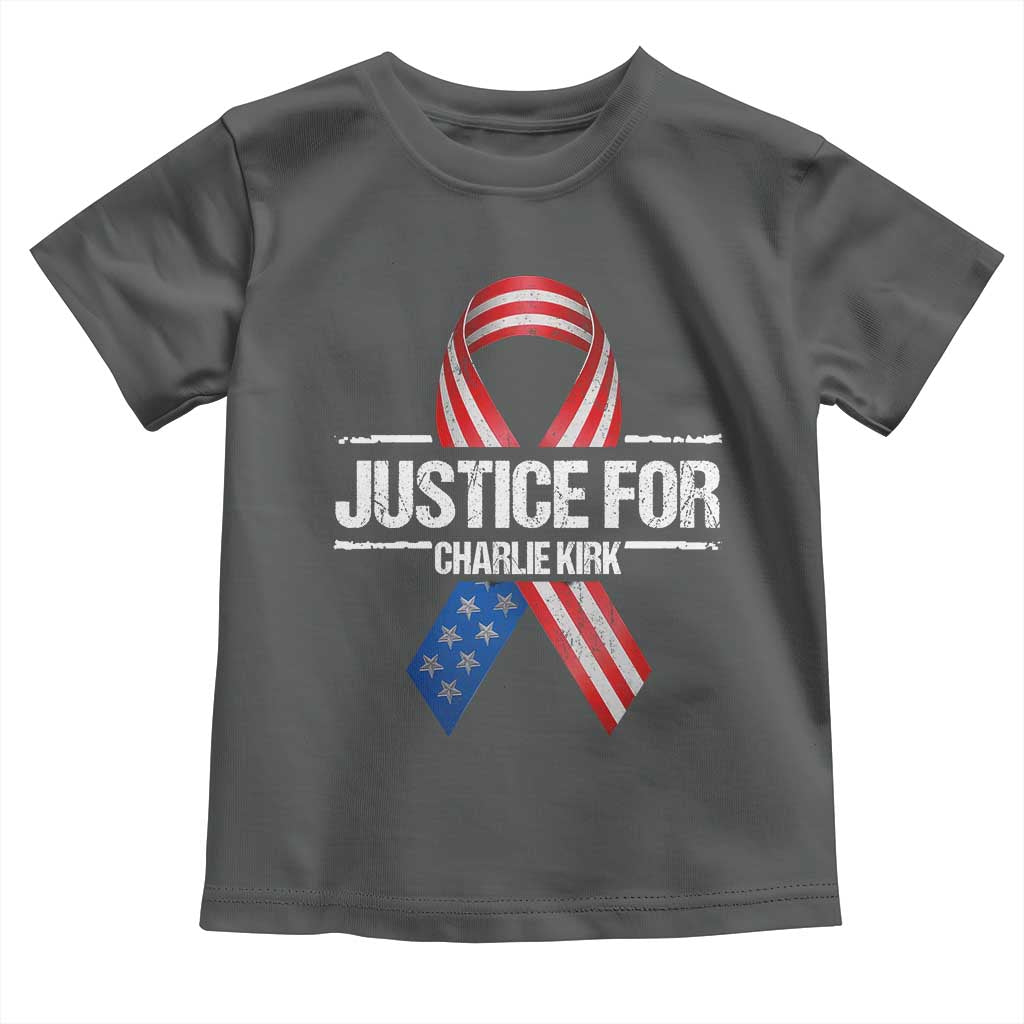 Justice For Charlie Kirk Toddler T Shirt Patriotic Tribute Human Rights Activist TS11 Dark Heather Print Your Wear