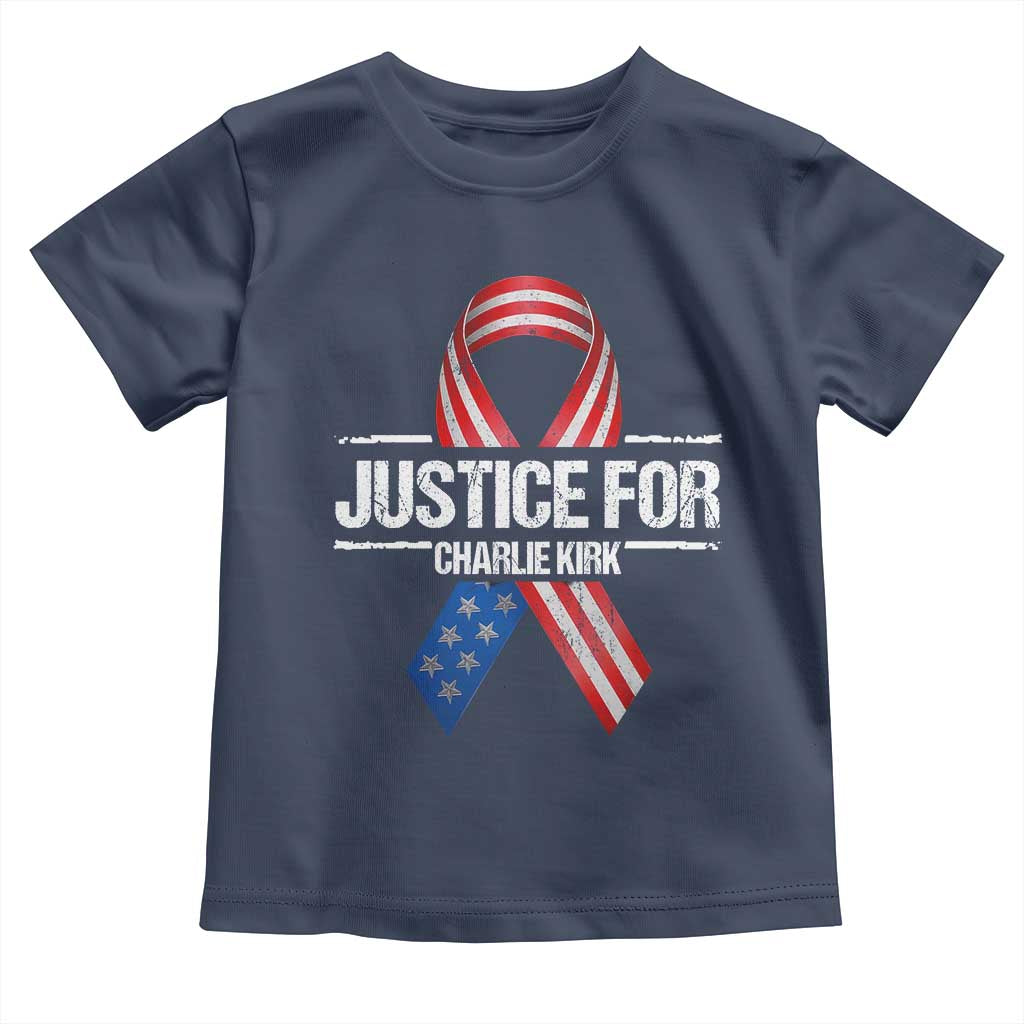 Justice For Charlie Kirk Toddler T Shirt Patriotic Tribute Human Rights Activist TS11 Navy Print Your Wear