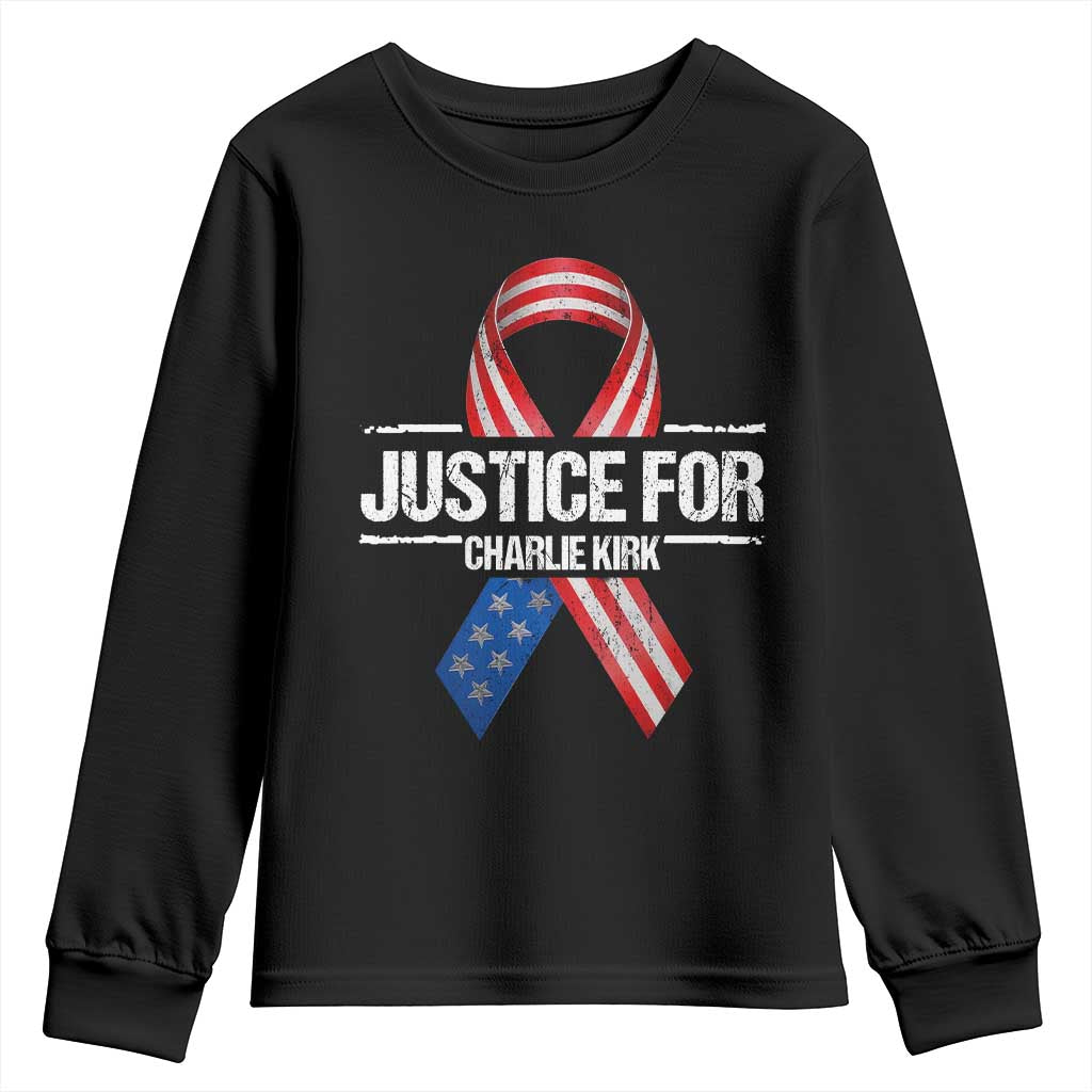 Justice For Charlie Kirk Youth Sweatshirt Patriotic Tribute Human Rights Activist TS11 Black Print Your Wear