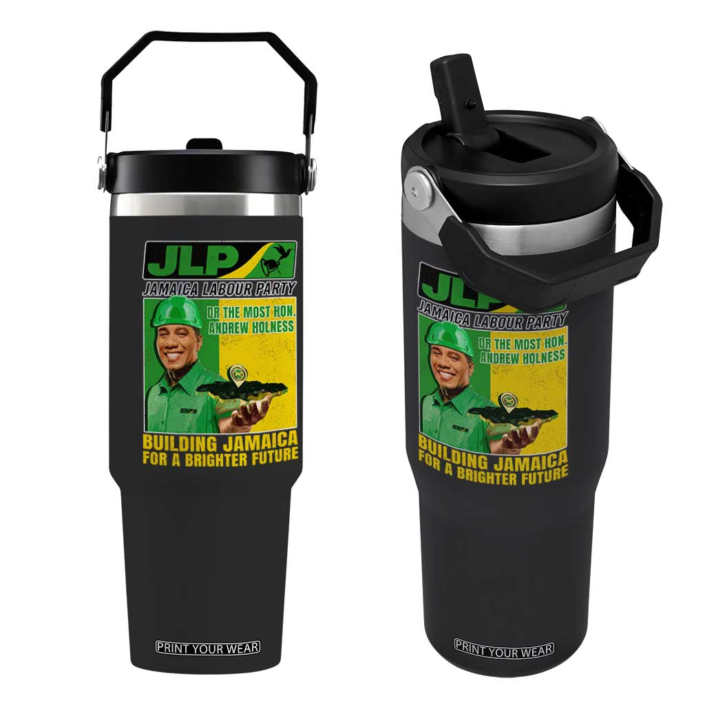 Andrew Holness Flip Straw Tumbler Building Jamaica For A Brighter Future Jamaica Labour Party TS11 One Size: 30 oz Black Print Your Wear