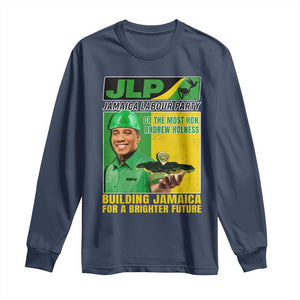 Andrew Holness Long Sleeve Shirt Building Jamaica For A Brighter Future Jamaica Labour Party TS11 Navy Print Your Wear