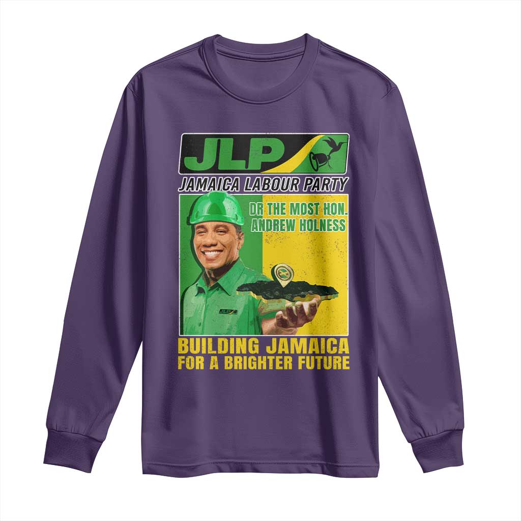 Andrew Holness Long Sleeve Shirt Building Jamaica For A Brighter Future Jamaica Labour Party TS11 Purple Print Your Wear