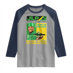 Andrew Holness Raglan Shirt Building Jamaica For A Brighter Future Jamaica Labour Party TS11 Sport Gray Navy Print Your Wear