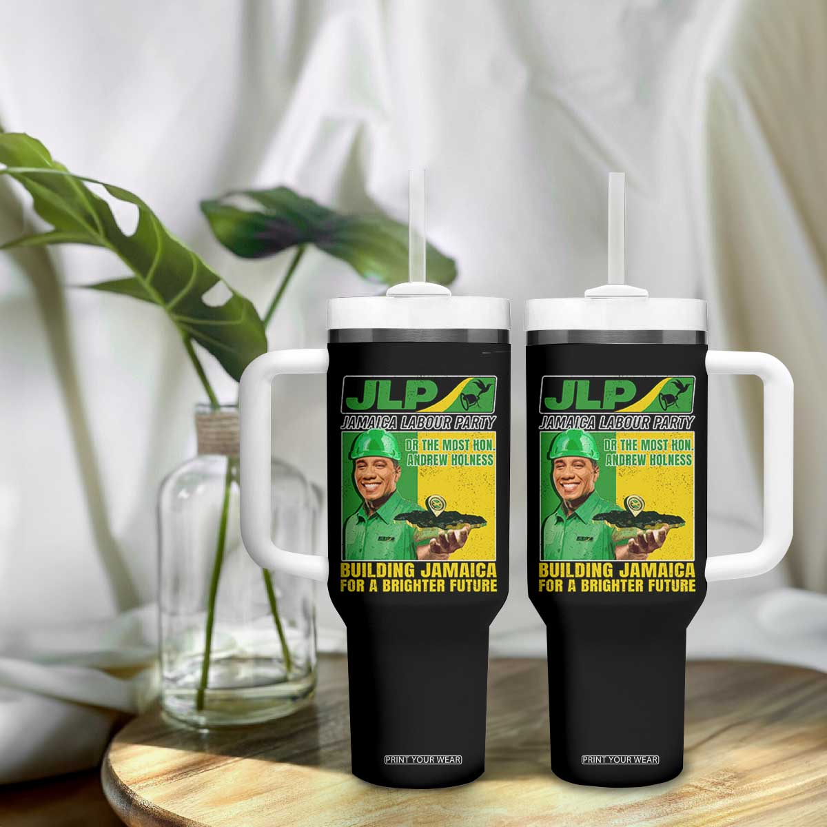 Andrew Holness Tumbler With Handle Building Jamaica For A Brighter Future Jamaica Labour Party TS11 Print Your Wear